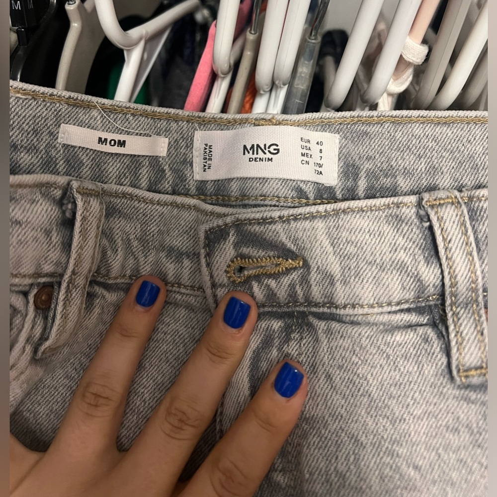 Grey Wash mango mom jeans never worn